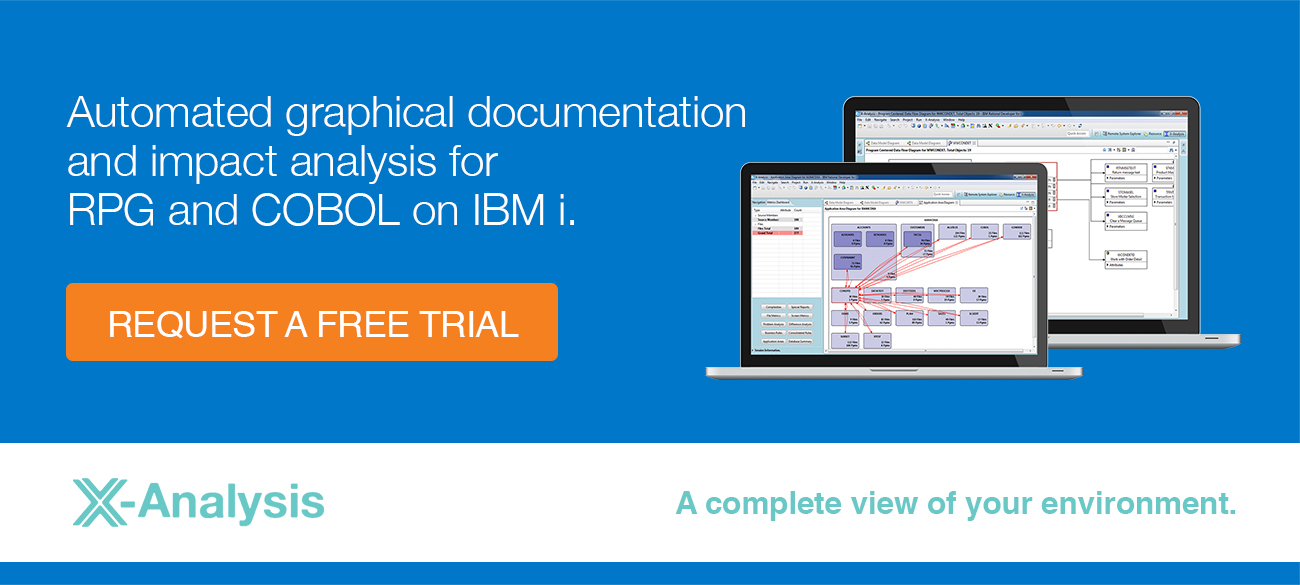 Automated graphical documentation and impact analysis for RPG and COBOL on IBM i. Request a free trial